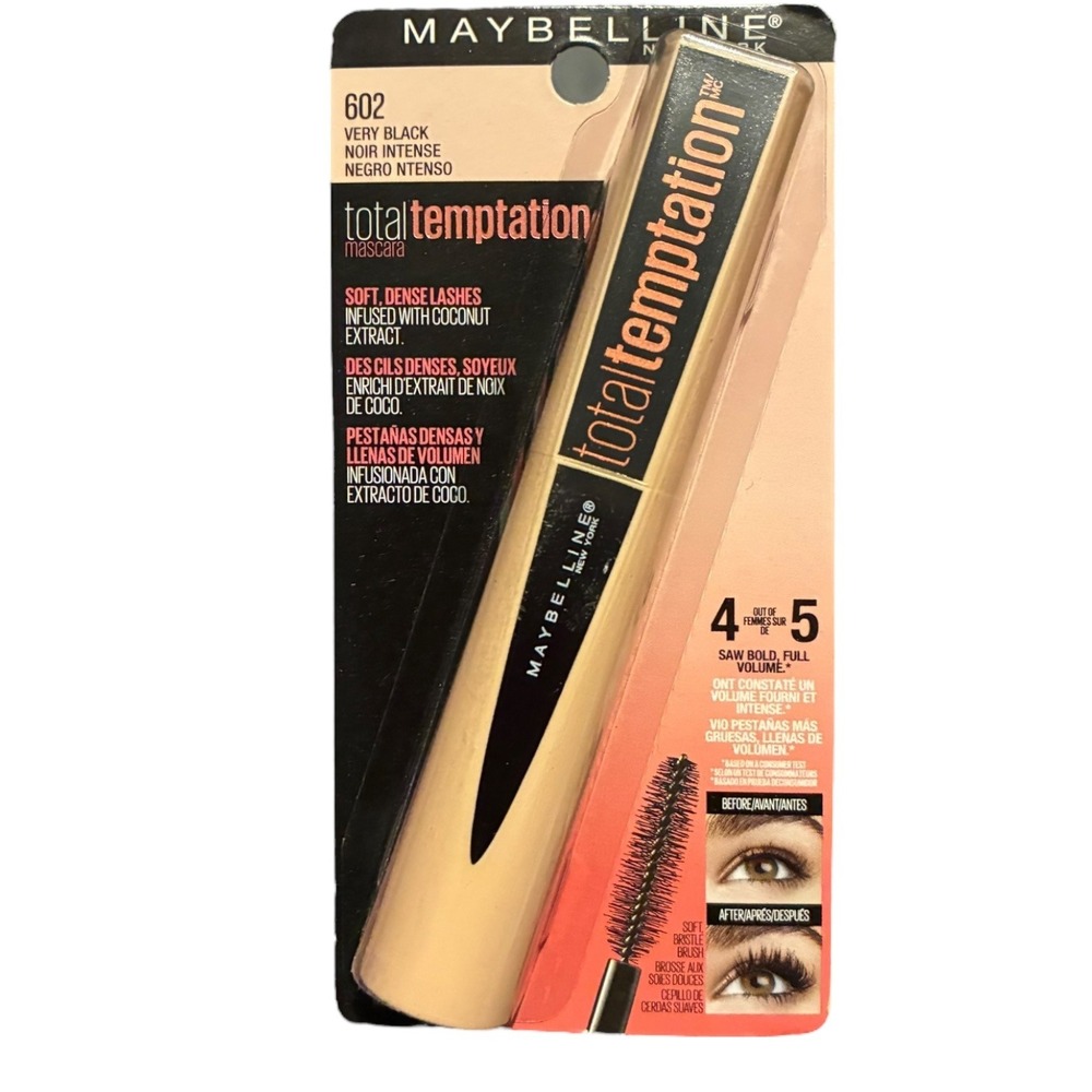 Maybelline Total Temptation Mascara 602 Very Black New In Box Coconut Scent